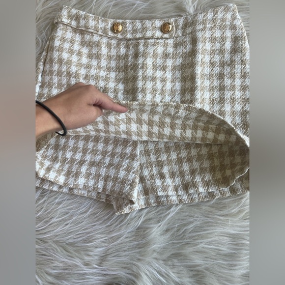 Houndstooth Tweed Skort Cream and Tan Size Large NWT - Picture 5 of 7